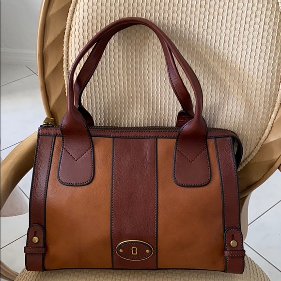 Fossil Handbags - NWT! Fossil Leather VRI Satchel Multibrown Handbag